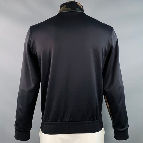 VALENTINO Size L Black Green Camo Polyamide Cotton Zip Up Sweatshirt - Picture 4 of 11